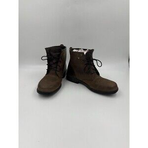 LL Bean Women's Brown Leather Plain Toe Waterproof Working Hiking Boots Sz 8M